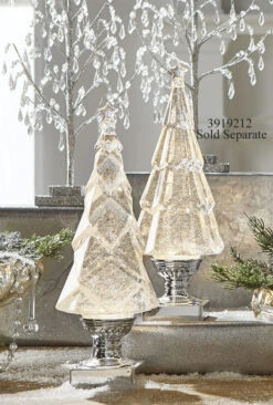 14 Inch Geometric Lighted Tree With Silver Swirling Glitter
