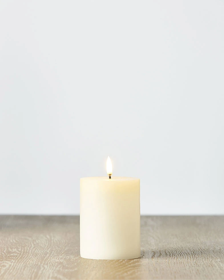Uyuni 3 Inch X 5 Inch Ivory Pillar Candle - Remote Ready 2 Uyuni 3 Inch X 5 Inch Ivory Pillar Candle - Remote Ready