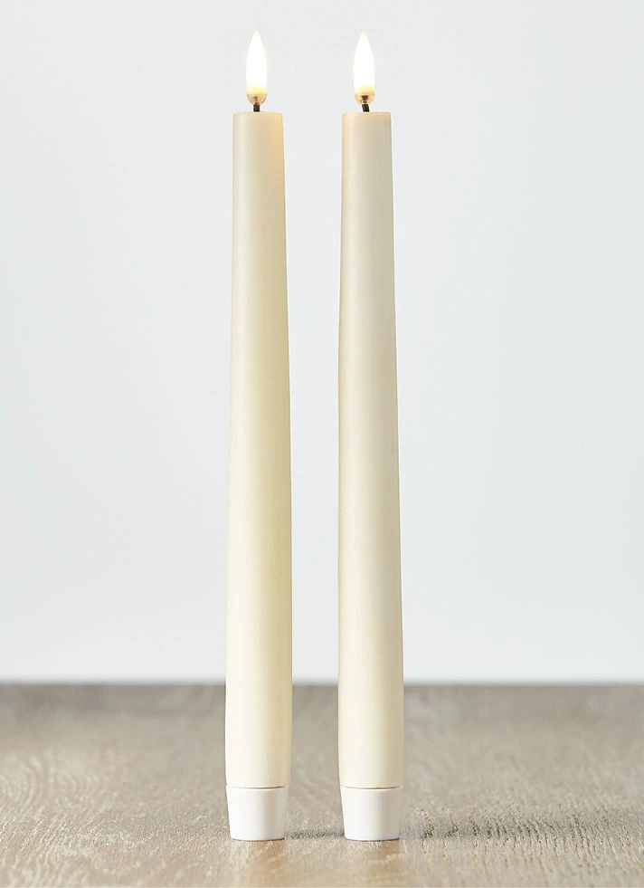 Uyuni 11 Inch Ivory Taper Candle Set Of 2 - Remote Ready 3 Uyuni 11 Inch Ivory Taper Candle Set Of 2 - Remote Ready