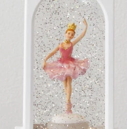 Animated Sugar Plum Fairy Ballerina Musical Lighted White Water Lantern -Solar Christmas Holiday Shop 4040515 dancer
