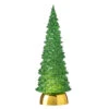 Green Lighted Tree Water Lantern Acrylic Snow Globe With Gold Base -Solar Christmas Holiday Shop 4116239