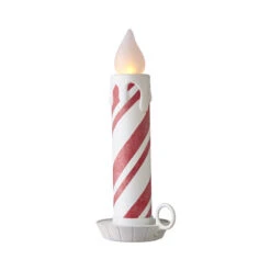 Solar Christmas Holiday Shop 37 22.5 Inch Large Flickering Flame Peppermint Stripe Christmas Candle