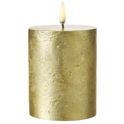 Uyuni 3 Inch X 5 Inch Gold Textured Pillar Candle - Remote Ready -Solar Christmas Holiday Shop 4134506 main