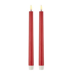 Uyuni 11 Inch Red Taper Candle Set Of 2 - Remote Ready
