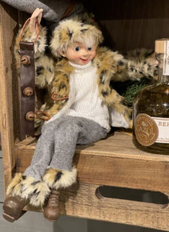 Christmas At The Lodge Fawn Elf Posable Figurine, Set Of 2 Assorted -Solar Christmas Holiday Shop 4202301 bells