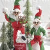 Snow Skiing 16 Inch Posable Elf Figurine, Set Of 2 Assorted -Solar Christmas Holiday Shop 4202306 glam