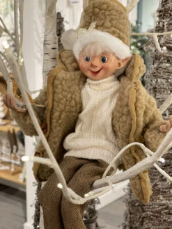 16 Inch Winter Cottage Cozy Posable Elf Figurine, Set Of 2 Assorted -Solar Christmas Holiday Shop 4202310 side 2