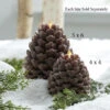 4 X 4 Moving Flame Frosted Brown Pinecone Candle - NEW 2023 -Solar Christmas Holiday Shop 43025 43024 pinecone 1