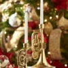 Trumpet Taper Candlestick Holders - Set Of 2 From RAZ - NEW 2023 -Solar Christmas Holiday Shop 4310185 trumpet candle hold