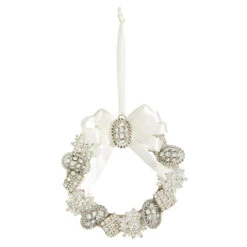 Vintage Broach Wreath Ornament 4.5 Inch - From RAZ New 2023 -Solar Christmas Holiday Shop 4313523