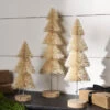 Natural Bottle Brush Trees Set Of 3 With Wood Base - New 2023