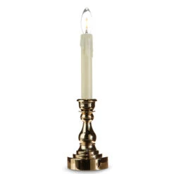 Remote Control 13.75 Inch Gold Candlestick With Battery Operated Candle - Remote Included -Solar Christmas Holiday Shop 4316277 main image