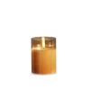 Gold Glass Flameless Candle 3 Inch X 4 Inch Ivory Pillar - Remote Ready -Solar Christmas Holiday Shop 4324000