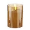 Gold Glass Flameless Candle 3.5 Inch X 5 Inch Ivory Pillar - Remote Ready -Solar Christmas Holiday Shop 4324029