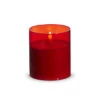 Red Glass Flameless Candle 3.5 Inch X 4 Inch Ivory Pillar - Remote Ready -Solar Christmas Holiday Shop 4324044