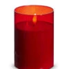 Red Glass Flameless Candle 3.5 Inch X 5 Inch Ivory Pillar - Remote Ready -Solar Christmas Holiday Shop 4324045 t