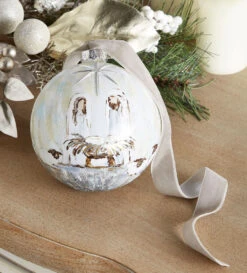 Glass Holy Family Ball Ornament 5 Inch - NEW 2023