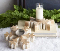 Snowflake Candle Holders - Set Of 2 Assorted From RAZ - NEW 2023