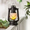 11 Inch FireGlow LED Hurricane Lantern - Matte Black -Solar Christmas Holiday Shop 44142 full glam