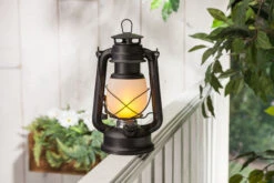 9.5 Inch FireGlow LED Hurricane Lantern - Matte Black