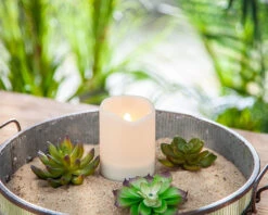 Solar Outdoor White Resin Candle 3 X 4 Inch - Heavy Weighted Base