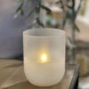 Flameless 6 Inch Wax Candle In Frosted Glass With Adjustable Brightness -Solar Christmas Holiday Shop 45846 main