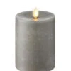 Moving Flame Candle 5 Inch Grey Flat Top Chalk Finish Timer - Remote Ready