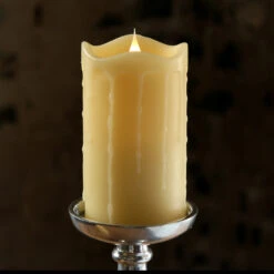 Moving Flame Simplux Ivory LED Drip Candle 5 Inch - Multi Timer - Remote Ready