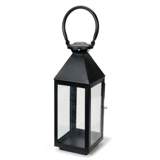 Tall 17 Inch Black Metal Candle Lantern 1 Tall 17 Inch Black Metal Candle Lantern -Solar Christmas Holiday Shop 6568 137 main