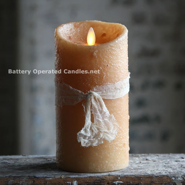 Moving Flame Primitive Oatmeal Candle Battery Operated 3.5 X 7 - Timer - Remote Ready 3 Moving Flame Primitive Oatmeal Candle Battery Operated 3.5 X 7 - Timer - Remote Ready
