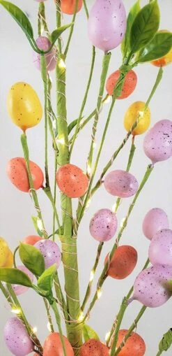 Solar Christmas Holiday Shop 23 24 Inch Battery Operated Speckeled Easter Egg Lighted Tree - 50 Warm White Micro Lights