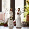 Angels Set Of 2 Assorted With Wreath And Cardinal - 11.5 Inch -Solar Christmas Holiday Shop 80562 close