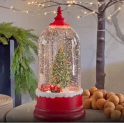 Animated Lighted Water Lantern Christmas Tree With Moving Train Figurine