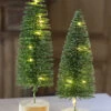 Lighted Bottle Brush Trees Battery Operated - Set Of 2 Green With Timer 10.75 Inch -Solar Christmas Holiday Shop 81443 green bottle brush tr
