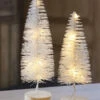 Lighted Bottle Brush Trees Battery Operated - Set Of 2 White 10.75 Inch -Solar Christmas Holiday Shop 81445 white bottle brush se