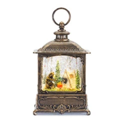 Bears At The Campfire Scene Lighted Water Lantern With UBS Cord Included -Solar Christmas Holiday Shop 83884 new for boc