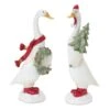 Christmas Goose Figurine Set Of 2 Assorted Resin 9.5 - 10 Inch -Solar Christmas Holiday Shop 86833