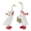 Christmas Goose Figurine Set Of 2 Assorted Resin 6 - 6.5 Inch -Solar Christmas Holiday Shop 86834