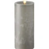 Moving Flame Candle 9 Inch Grey Flat Top Chalk Finish Timer - Remote Ready