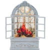 Cardinals In Arched Lighted Water Lantern With Open Shutters - NEW 2023 - USB Included -Solar Christmas Holiday Shop 90356