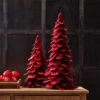 Red Velvet Set Of 2 Trees 25.5 And 19 Inch - NEW 2023 -Solar Christmas Holiday Shop 91330 red velvet trees