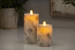 Luminara 4.5 Inch Marble Moving Flame Pillar Remote Ready -Solar Christmas Holiday Shop 992958 992959 glam 1