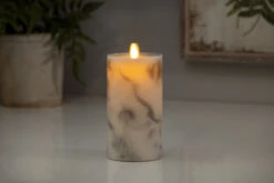 Luminara 6.5 Inch Marble Moving Flame Pillar Remote Ready -Solar Christmas Holiday Shop 992959 glam