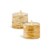 Set Of 2 Ivory Birch Wrapped Unscented Luminara Moving Flame Tealights -Solar Christmas Holiday Shop 994160