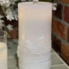 White Wax With Bird Design Aquaflame Fountain Candle - Remote Control Included - NEW 2023 -Solar Christmas Holiday Shop FC white fountain candle ma