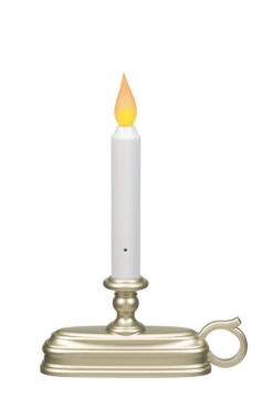 Dual Color Window Candle Amber / Warm White - Pewter