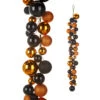 4 Foot Black And Orange Color Ball Garland -Solar Christmas Holiday Shop G4332727