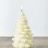 Uyuni 4.25 X 8 Inch Ivory Christmas Tree Candle - Remote Ready -Solar Christmas Holiday Shop IVORY UYUNI CANDLE