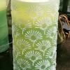 Fountain Candle - Green Wax With Flower Design - Remote Control -Solar Christmas Holiday Shop LC3241 green