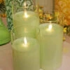 Light Green Moving Flame Glass Pillar Candles - Set Of 3 | 5,6,7 Inch With Remote 1 Light Green Moving Flame Glass Pillar Candles - Set Of 3 | 5,6,7 Inch With Remote -Solar Christmas Holiday Shop LC3310 green